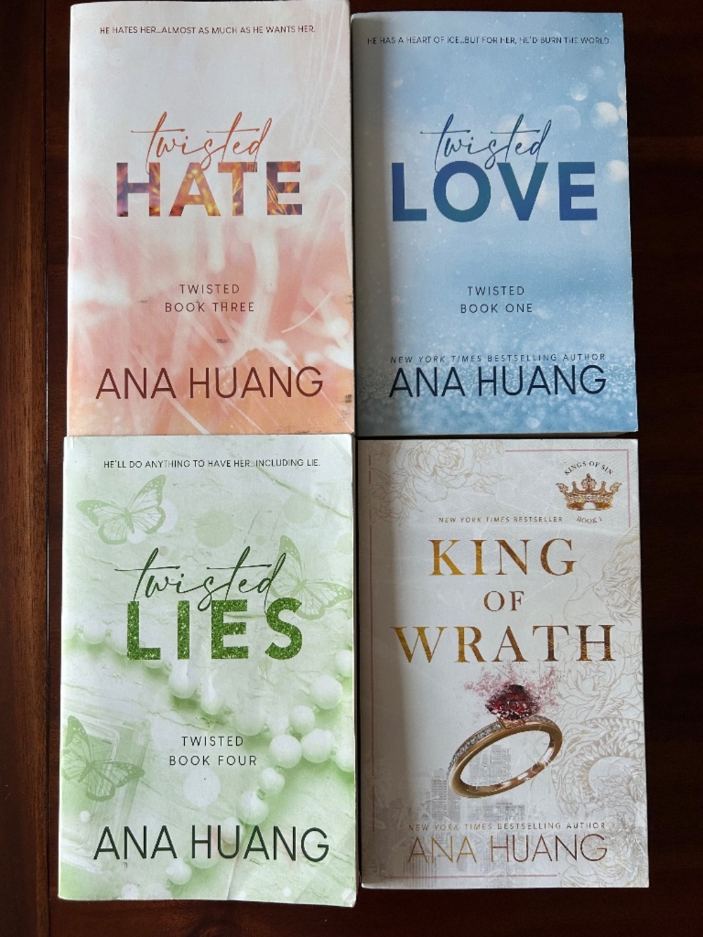 Ana Huang Book Bundle | Twisted Series (Love, Hate, Lies) + King of Wrath (Kings